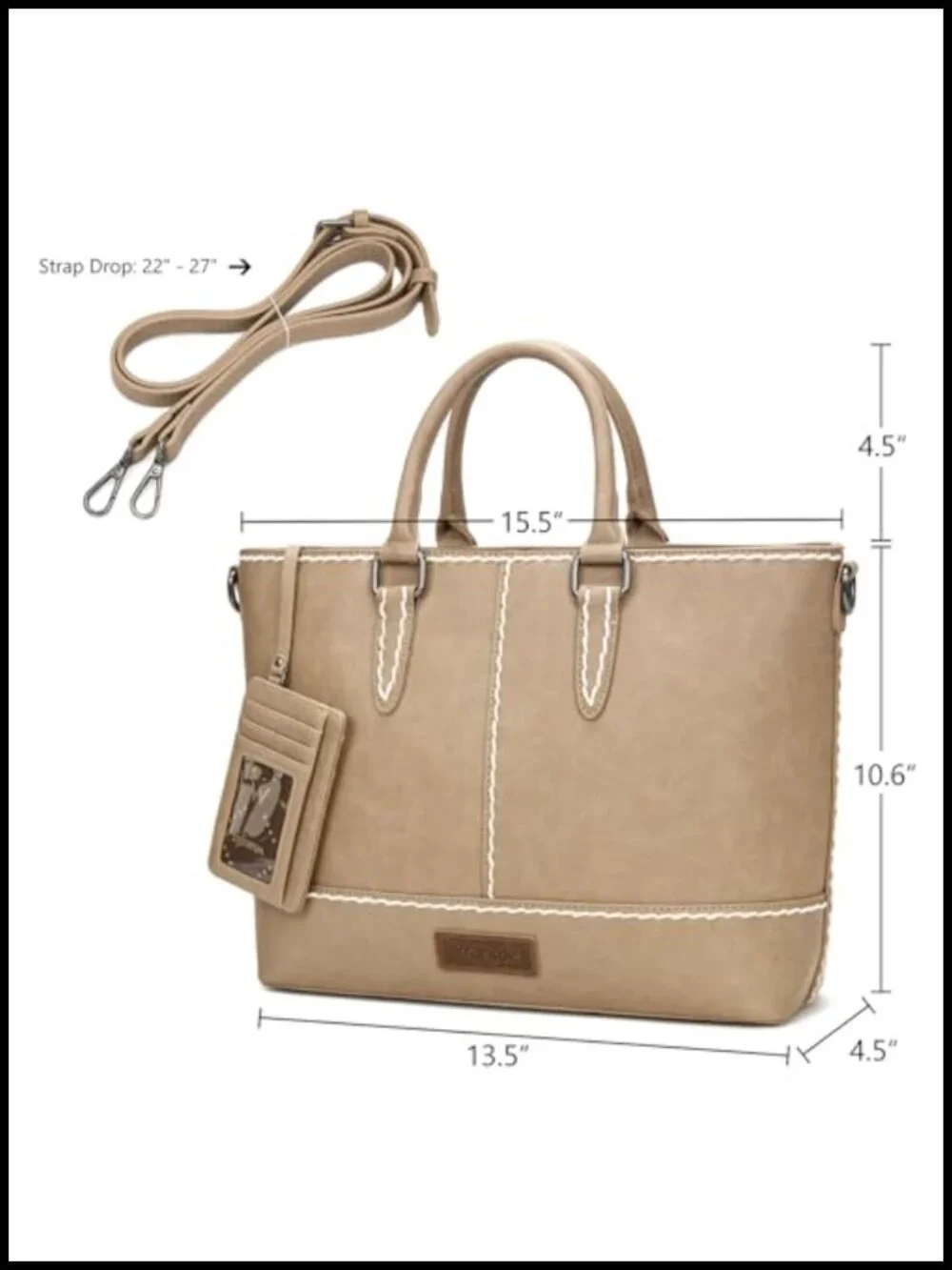 Wrangler Tote Bag for Women Faux Leather Top-Handle Crossbody with Card Holder